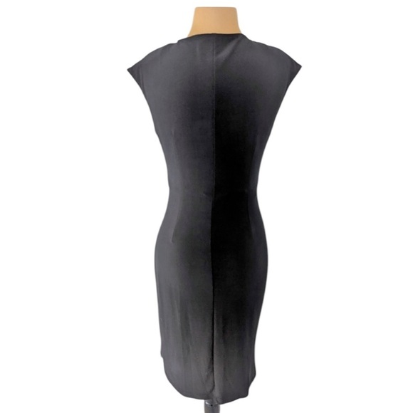 EVAN PICONE Black Label Women’s Size 12 Mock Wrap Black Jersey Dress Stretch EUC - Picture 4 of 12